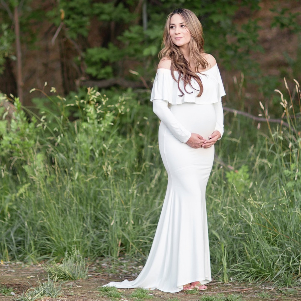 White Pink Blush Maternity Gown